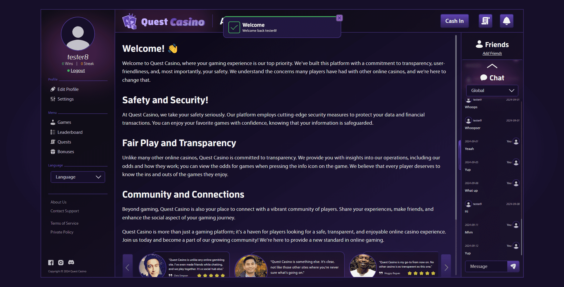 Quest Casino Version 2 Screenshot